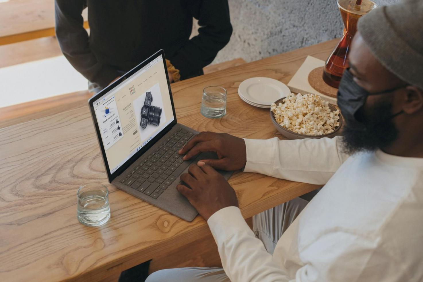 Financial analysis workspace with charts and documents